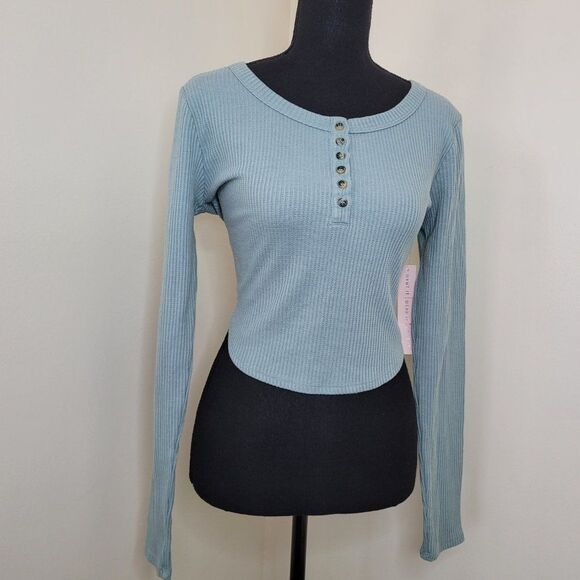 Crave Fame Juniors' Half Buttoned Top - Picture 3 of 3